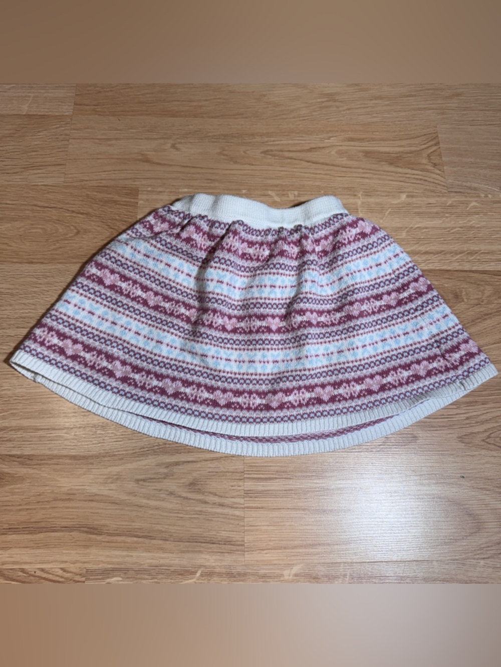 Cream & Mauve Patterned Knit Skirt - Women